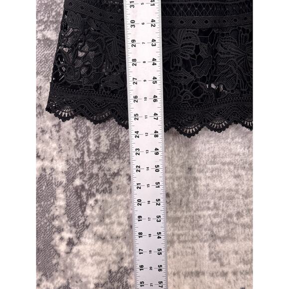 Anthropologie Dress 4 Womens Black Lace Scallop Hem Sleeveless Midi - Picture 6 of 8